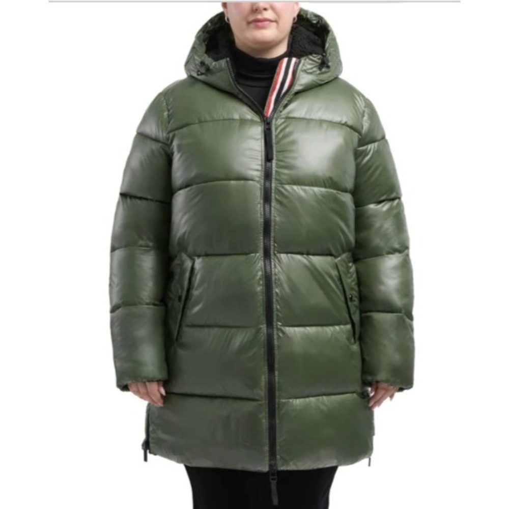 Hunter Women Size XL Quilted Puffer Jacket Coat Inner Fleece Trim Green Winter‎